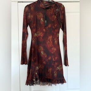 Dark Floral Long Sleeve Dress